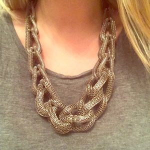 Silver metal statement necklace